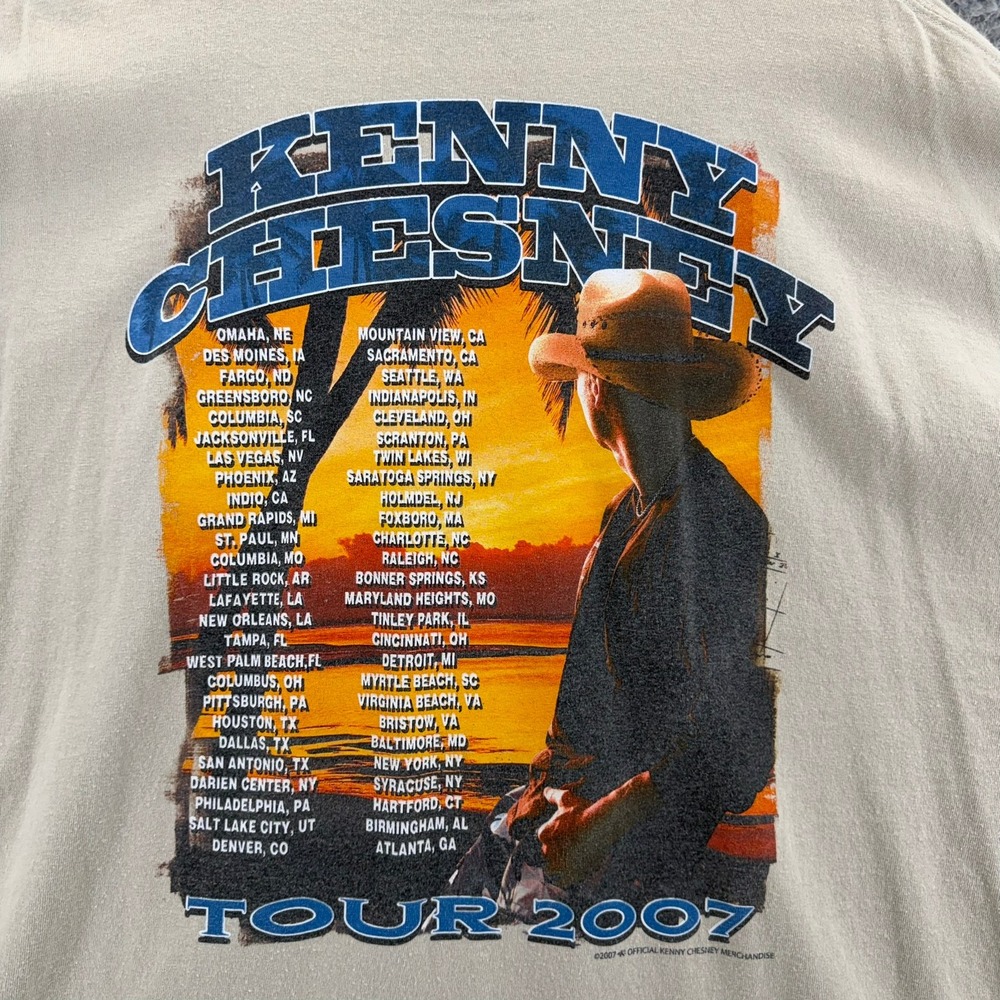 Kenny Chesney Flip Flop Summer Tour 2007 T-Shirt Tan Men 2XL Gildan Ultra Cotton - Picture 16 of 16